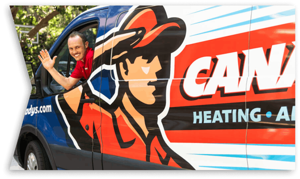 Canady's technician waving from a service truck