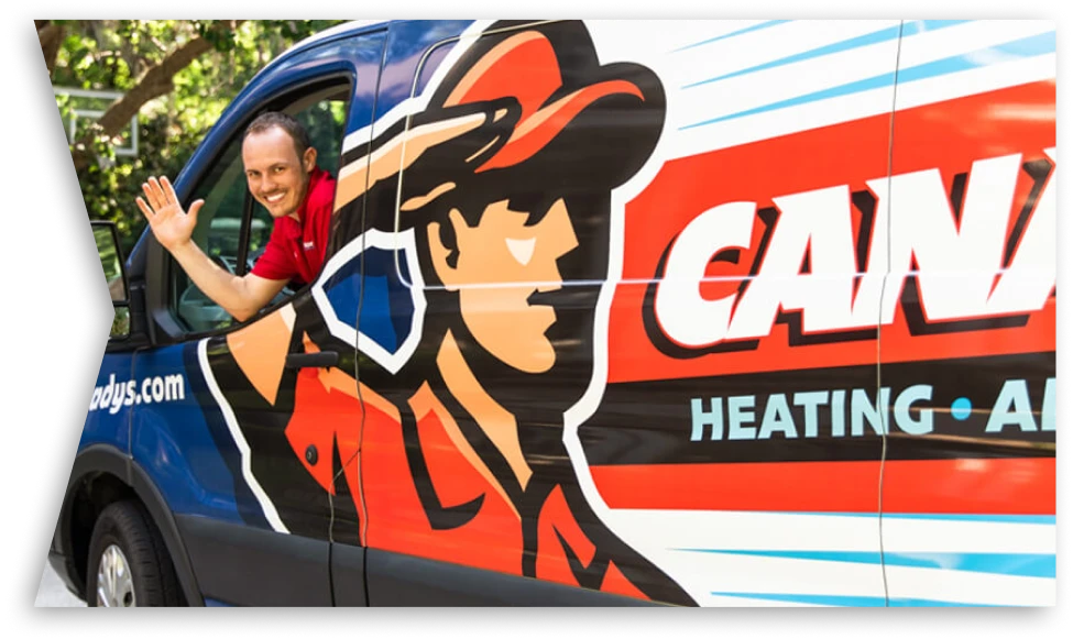 Canady's technician waving from a service truck